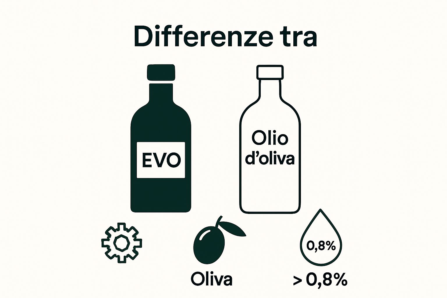 Confronto visivo tra olio extravergine e olio d’oliva comune