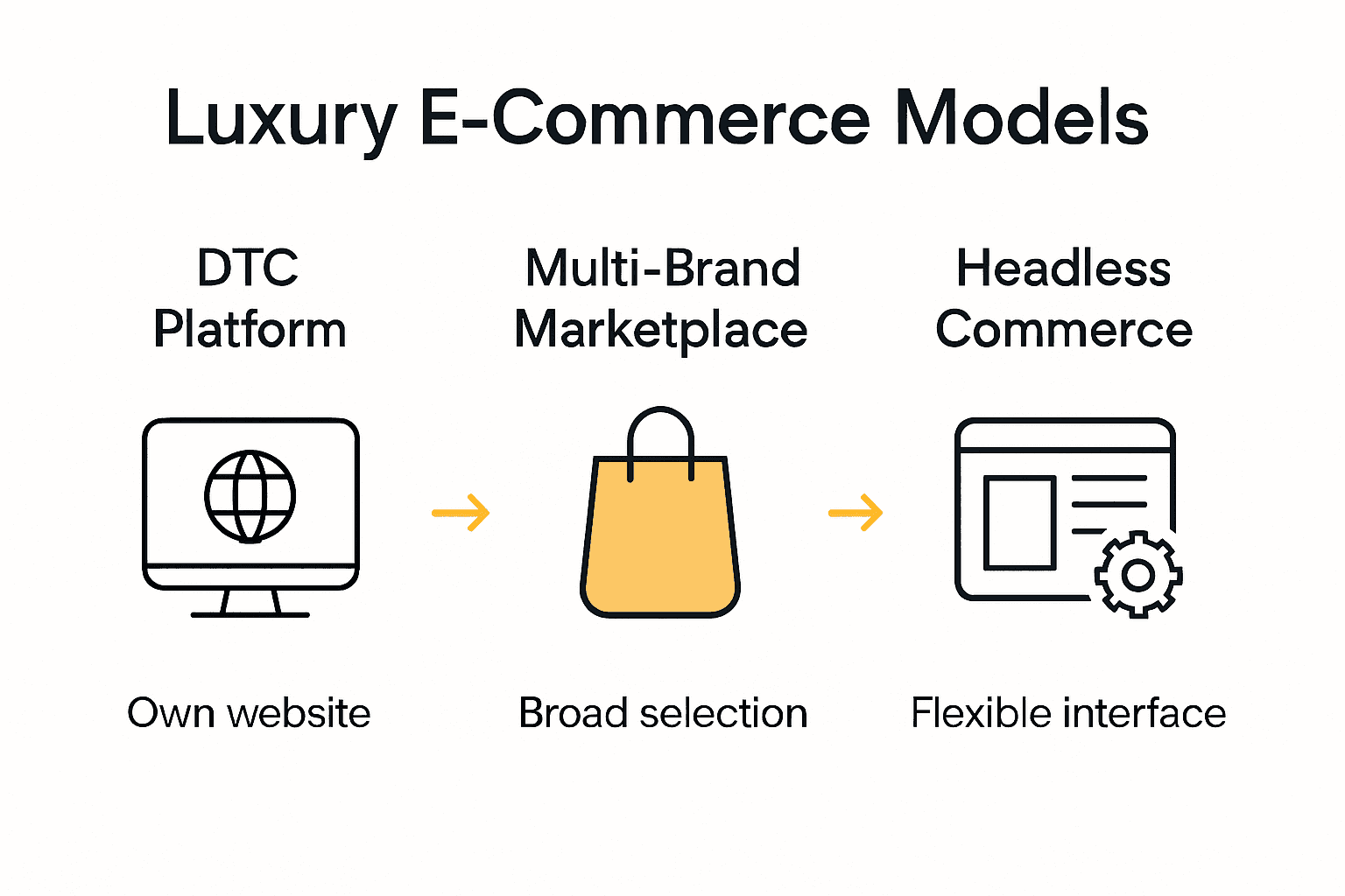 Infographic visualizing three luxury e-commerce business models