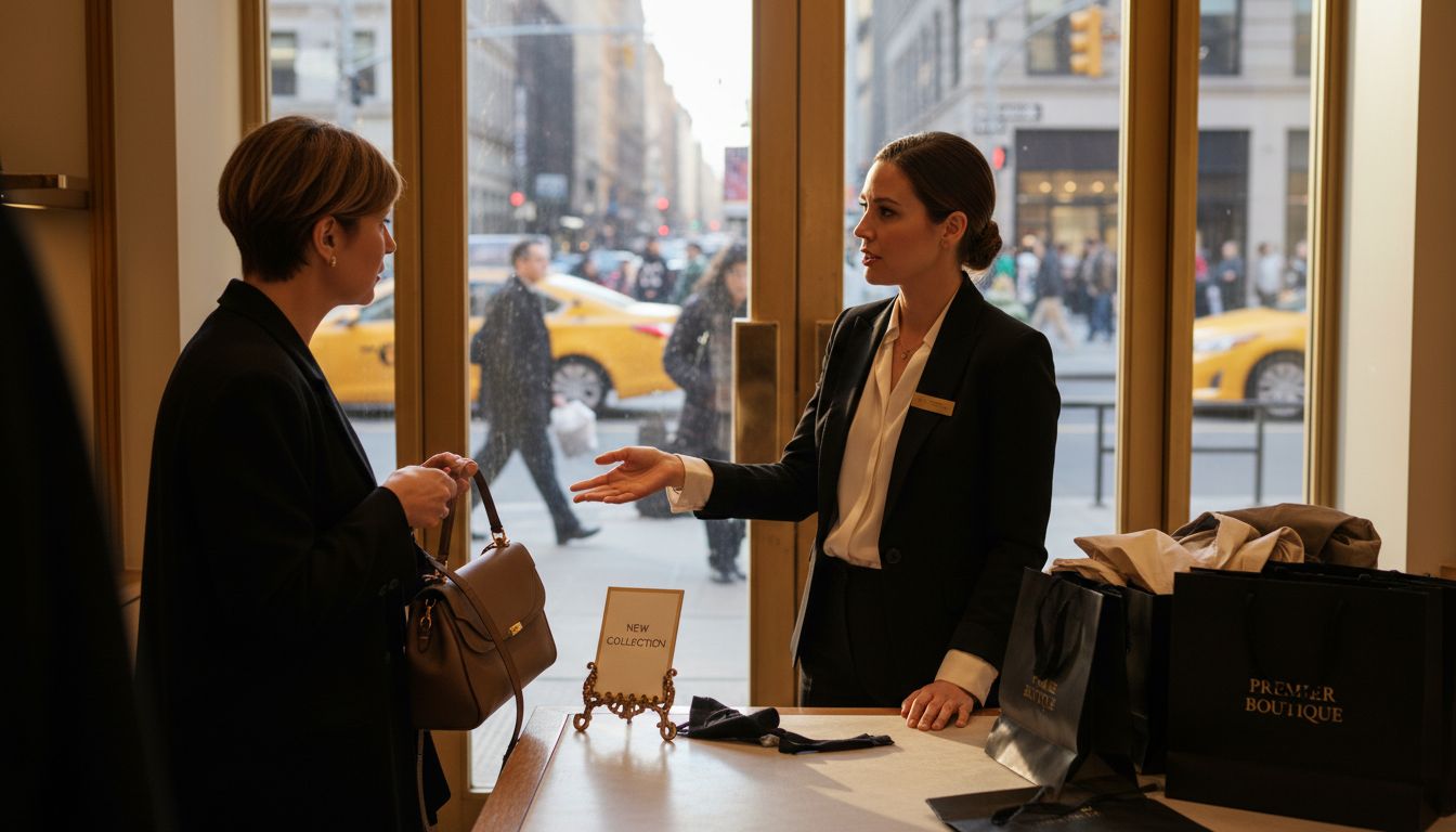 Why Reputation Is Crucial in Luxury Branding Sales associate helps customer in luxury boutique