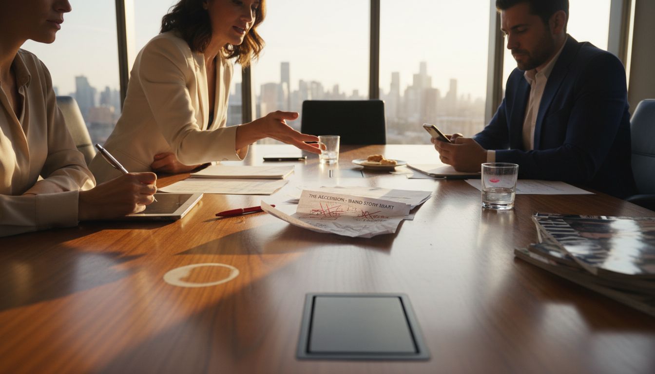 Role of Perception in Luxury Markets Explained Luxury marketing team reviewing brand story