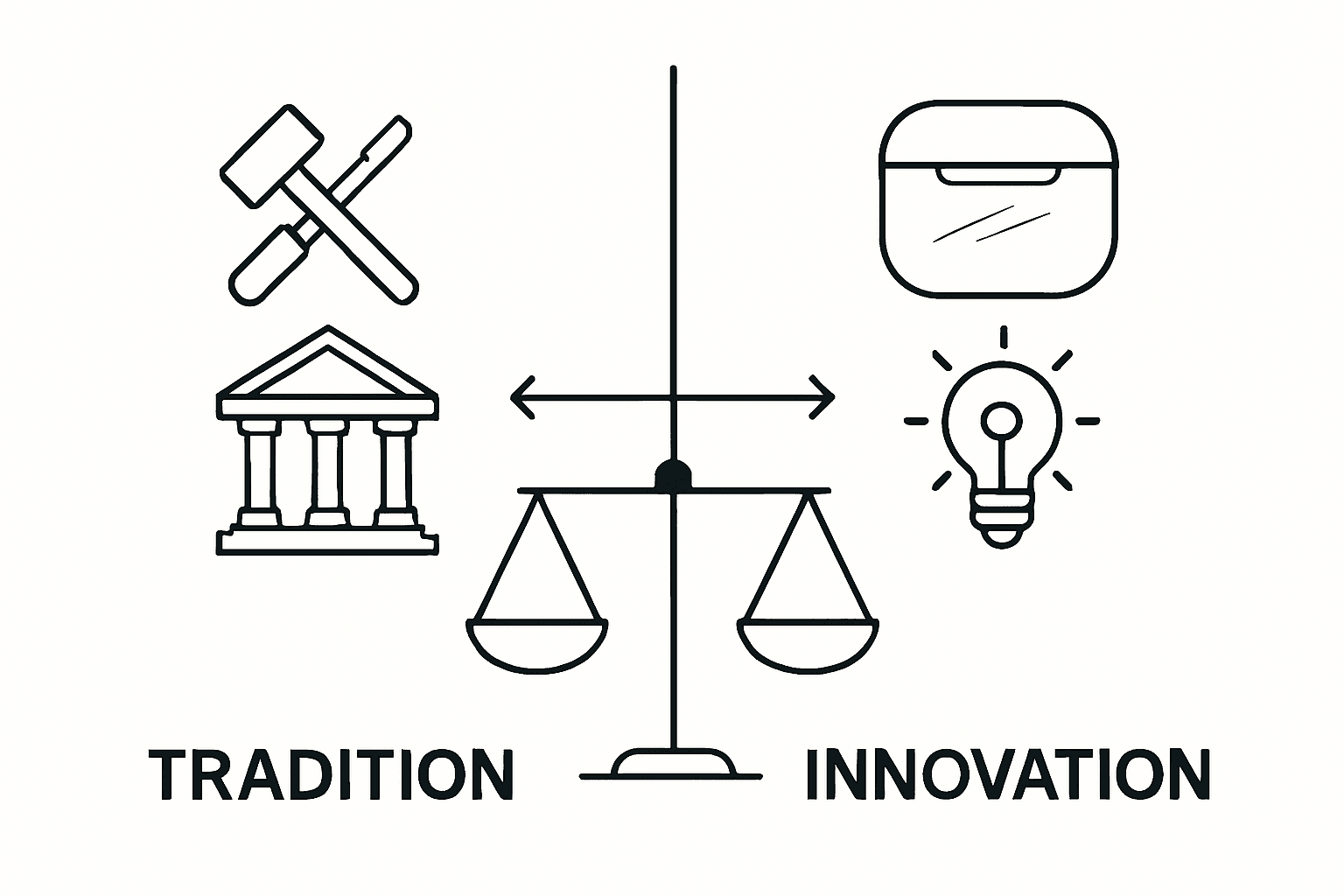 Infographic comparing tradition and innovation in luxury