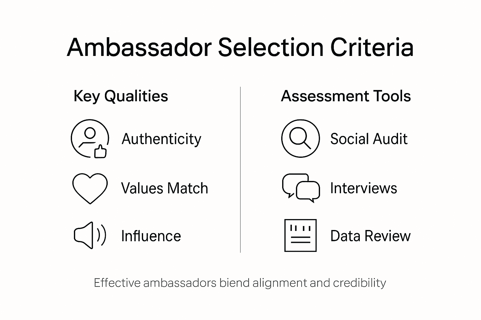 Infographic showing ambassador selection criteria overview