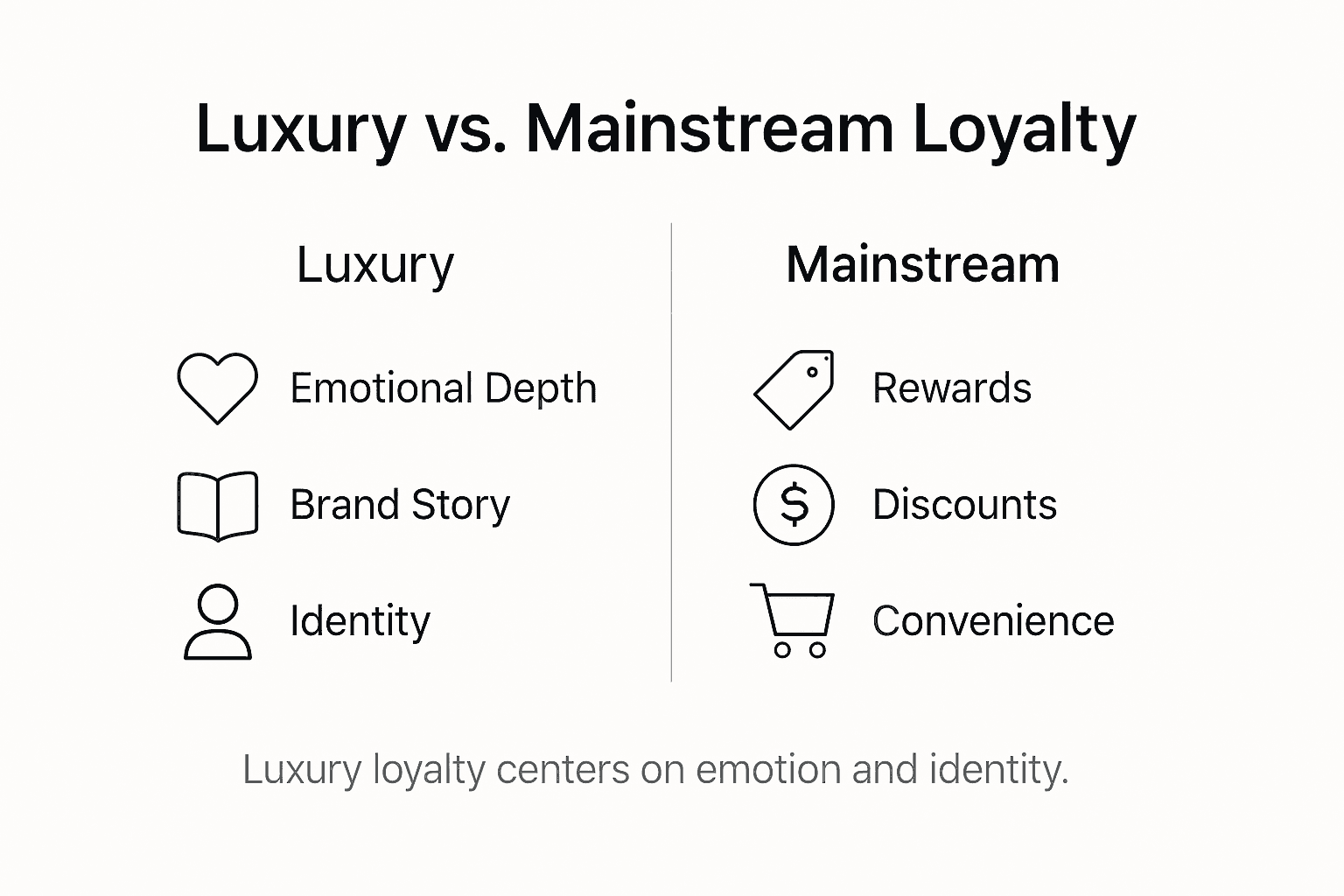 Defining Customer Loyalty in Luxury: A Psychological Lens Infographic showing luxury vs. mainstream loyalty