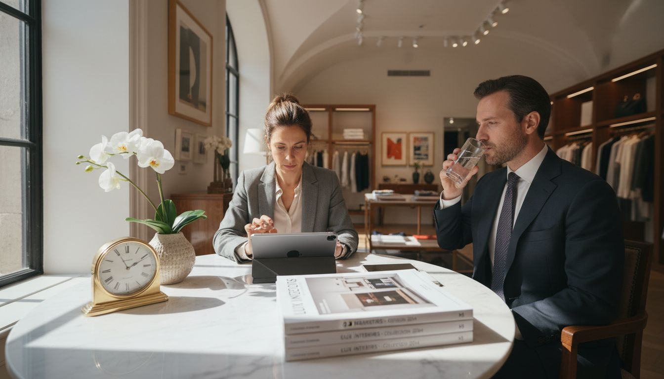 Luxury client meeting in boutique showroom