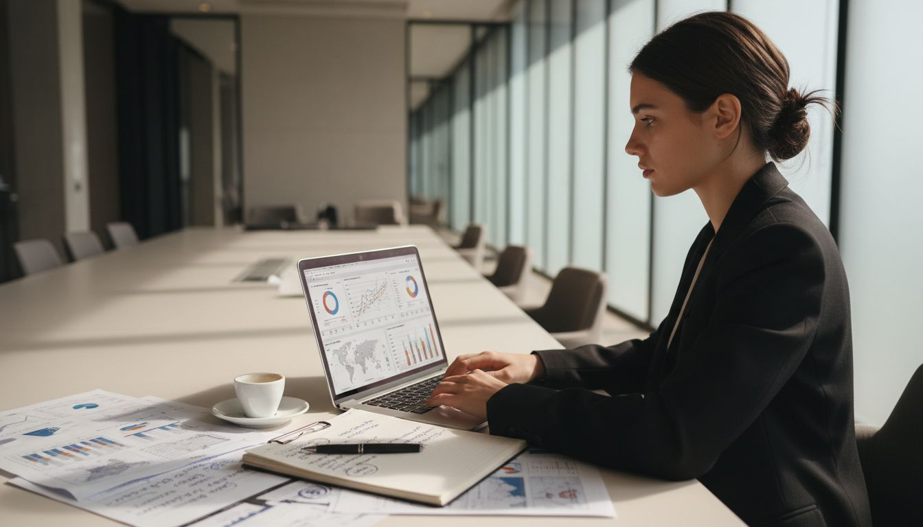 Brand analyst reviewing AI customer data