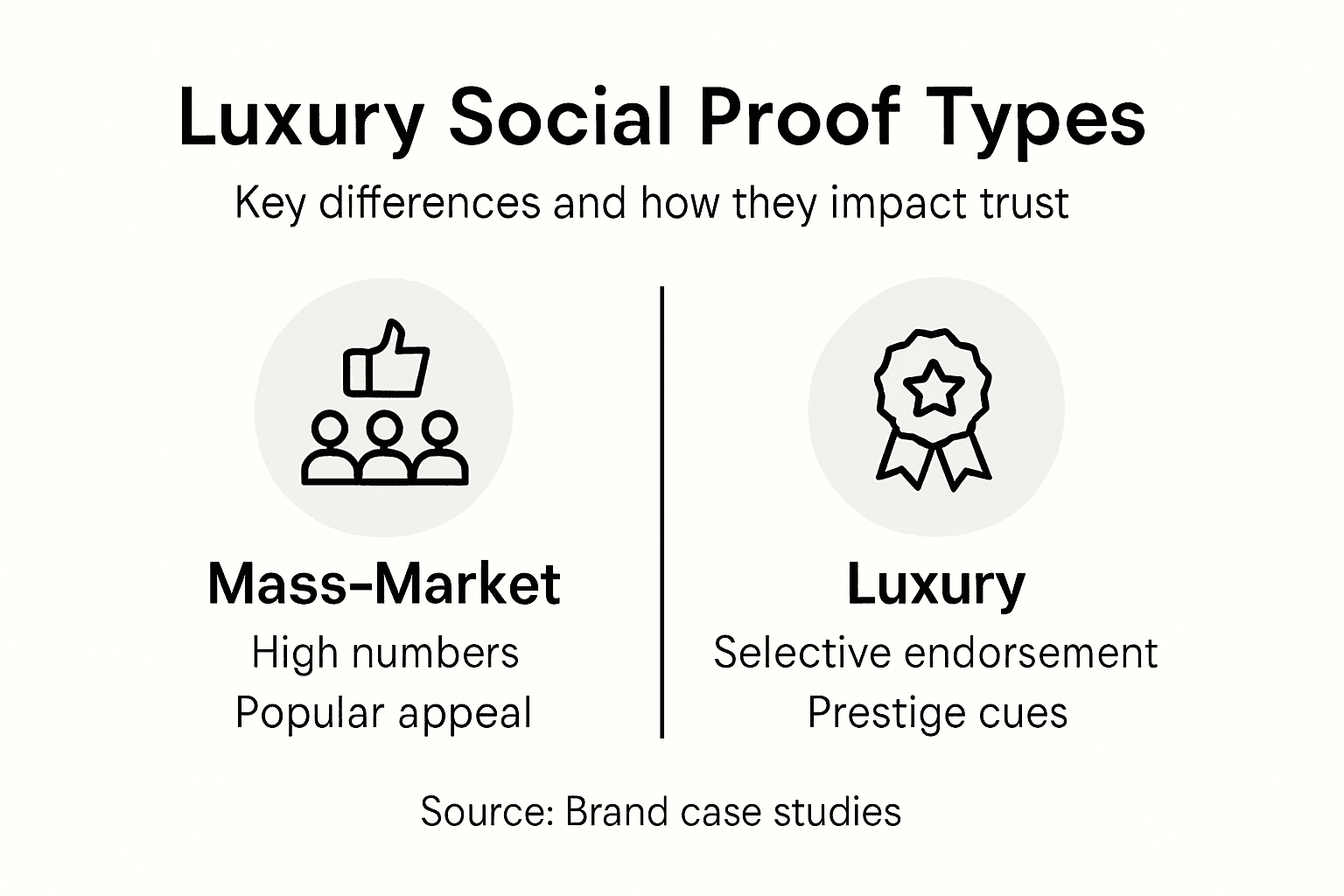 Infographic showing luxury versus mass-market social proof