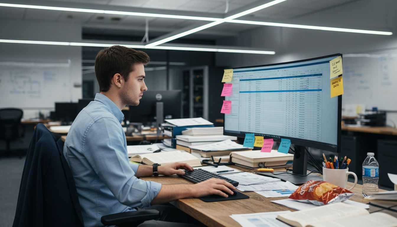 Behavioral Segmentation: Elevating Luxury Brand Engagement Analyst reviewing behavioral segmentation spreadsheet