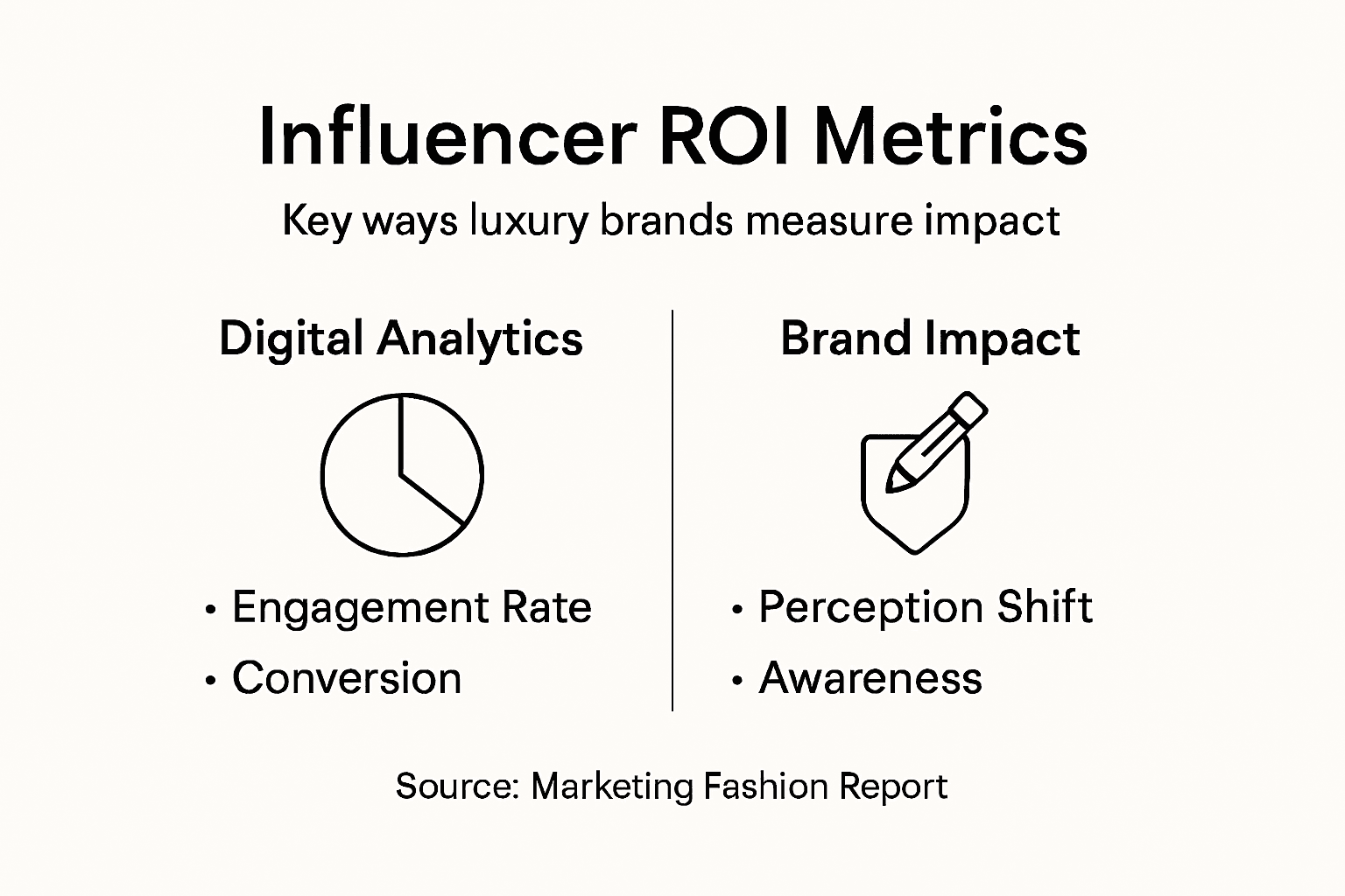 Influencer Marketing: Impact on Luxury Fashion Brands Infographic on luxury influencer ROI metrics