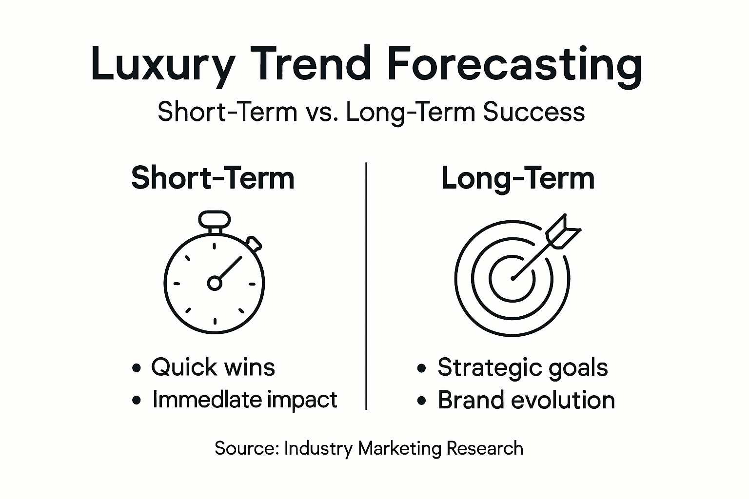 Role of Trend Forecasting in Luxury Marketing Success Infographic comparing short and long-term forecasting