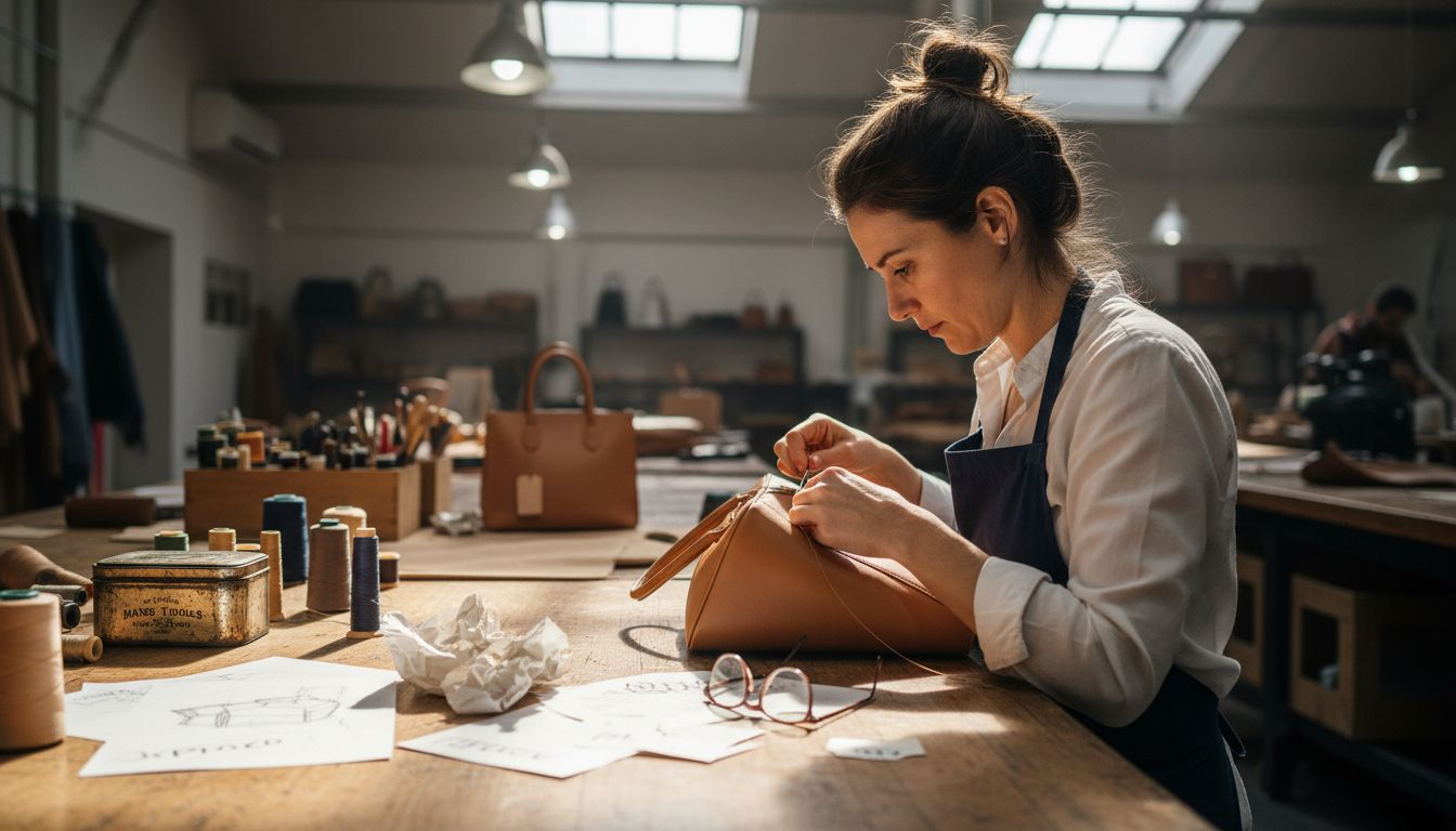 Why Transparency Matters for Luxury Brands Today Artisan stitching handbag with pricing details visible