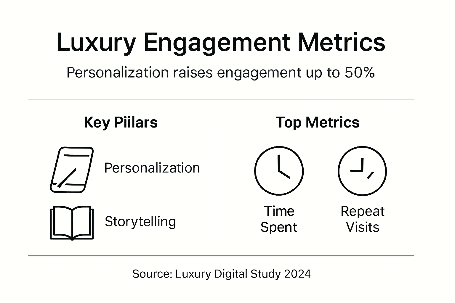 Digital Luxury Experience: 50% Higher Engagement Via Personalization Infographic on luxury experience engagement metrics
