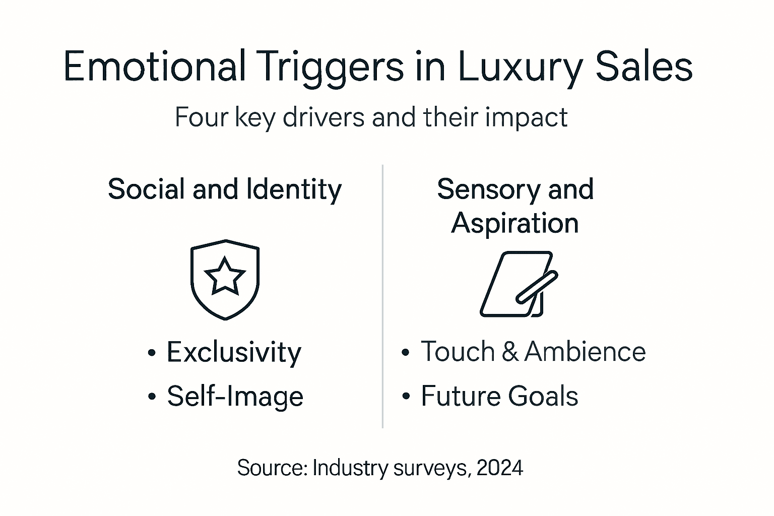 Infographic showing four emotional trigger types in luxury sales