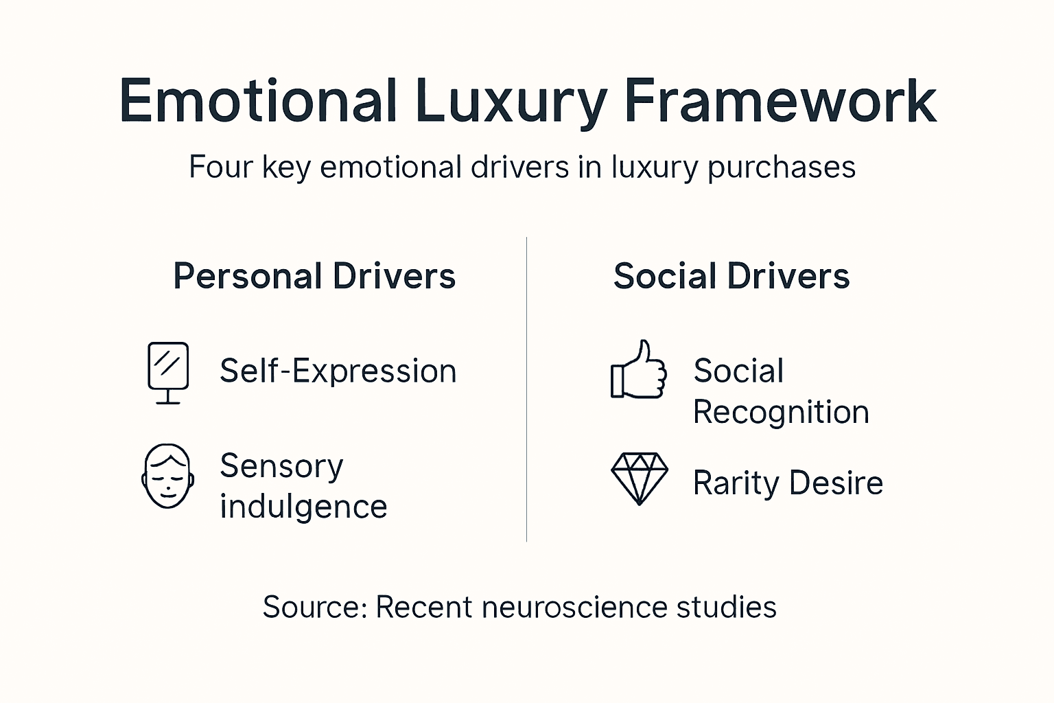 Infographic diagram of four emotional drivers in luxury buying