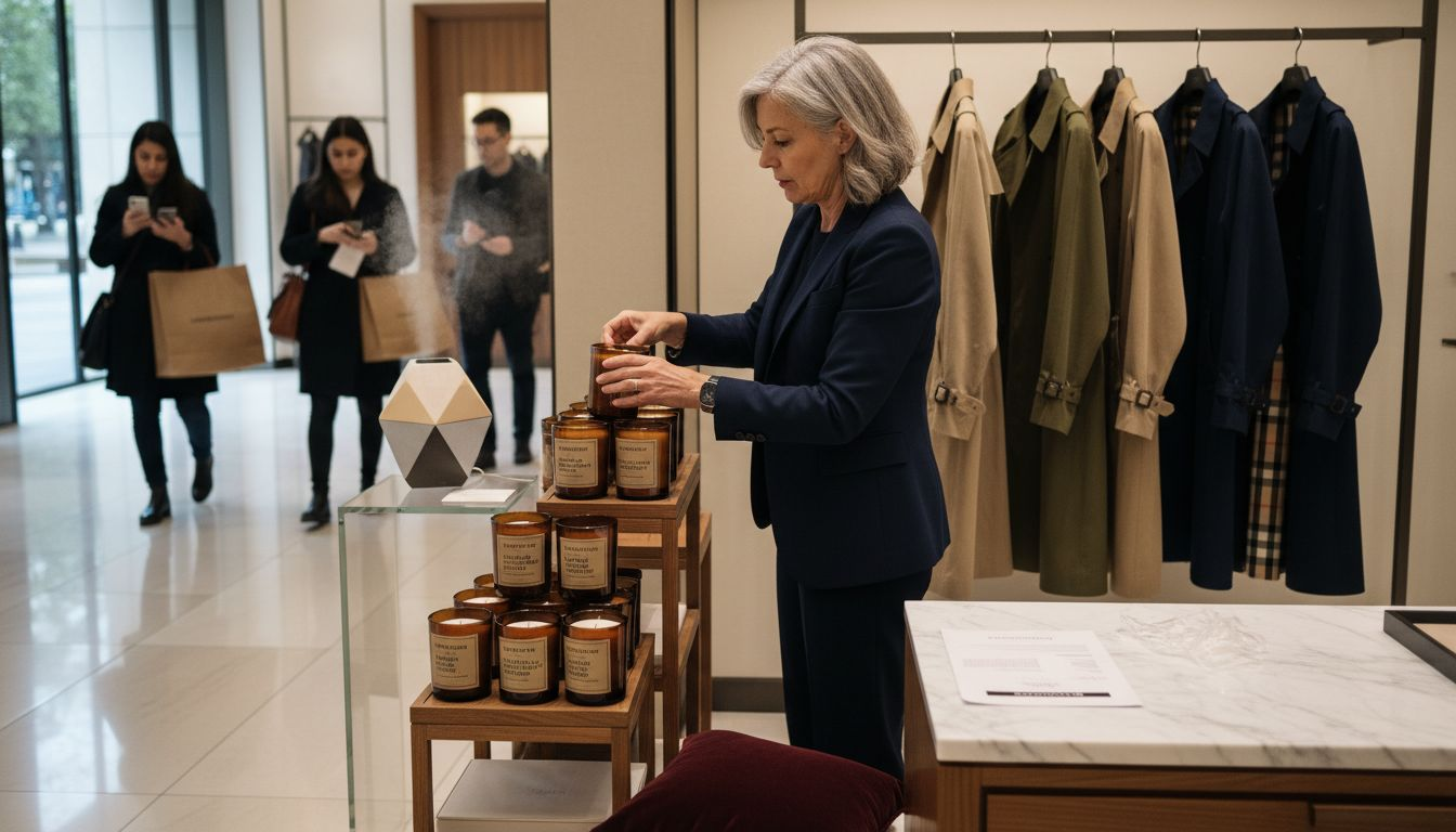 Manager sets up sensory luxury store display