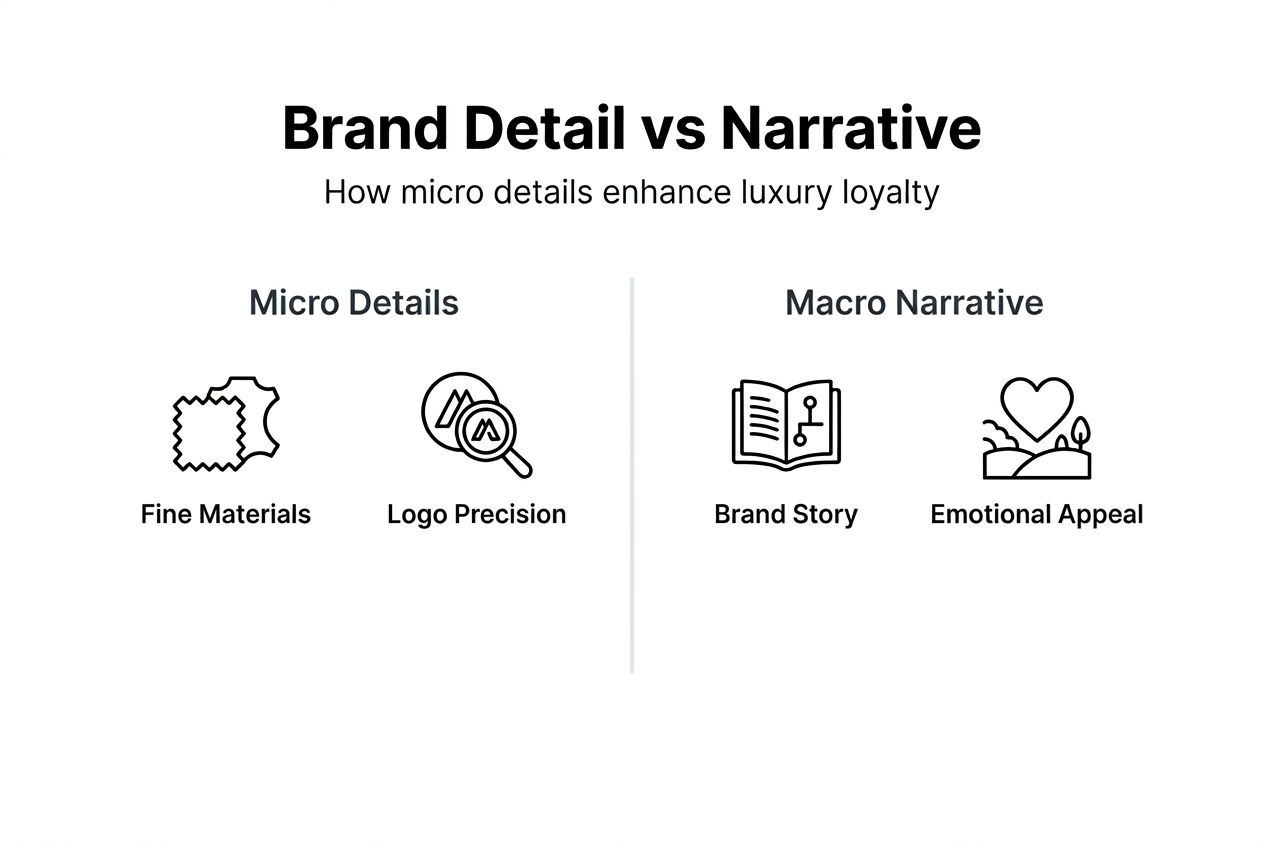 Infographic comparing detail versus narrative in branding