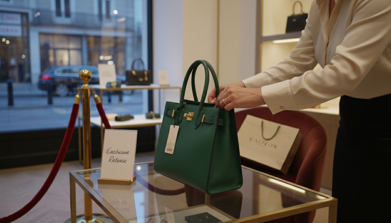 Boutique manager arranging exclusive product