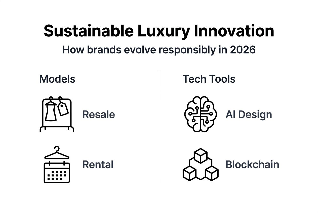 Infographic showing key sustainable luxury innovations
