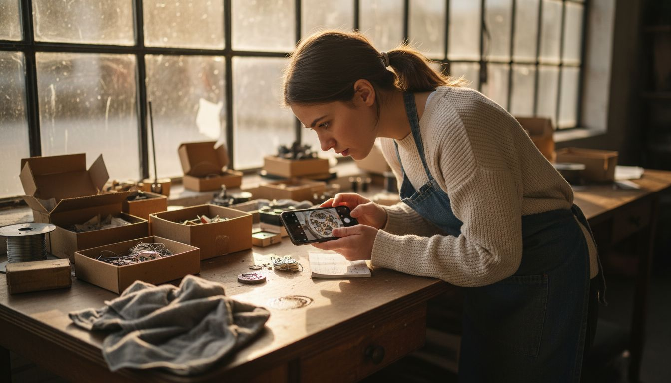 Artisan documenting luxury craftsmanship process
