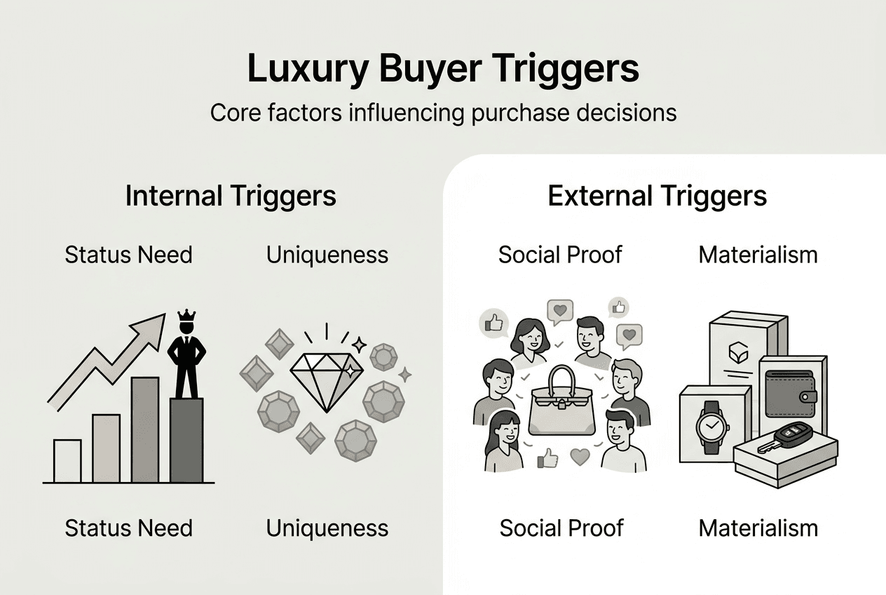 Master buyer psychology techniques for luxury success Infographic showing luxury buyer psychology triggers