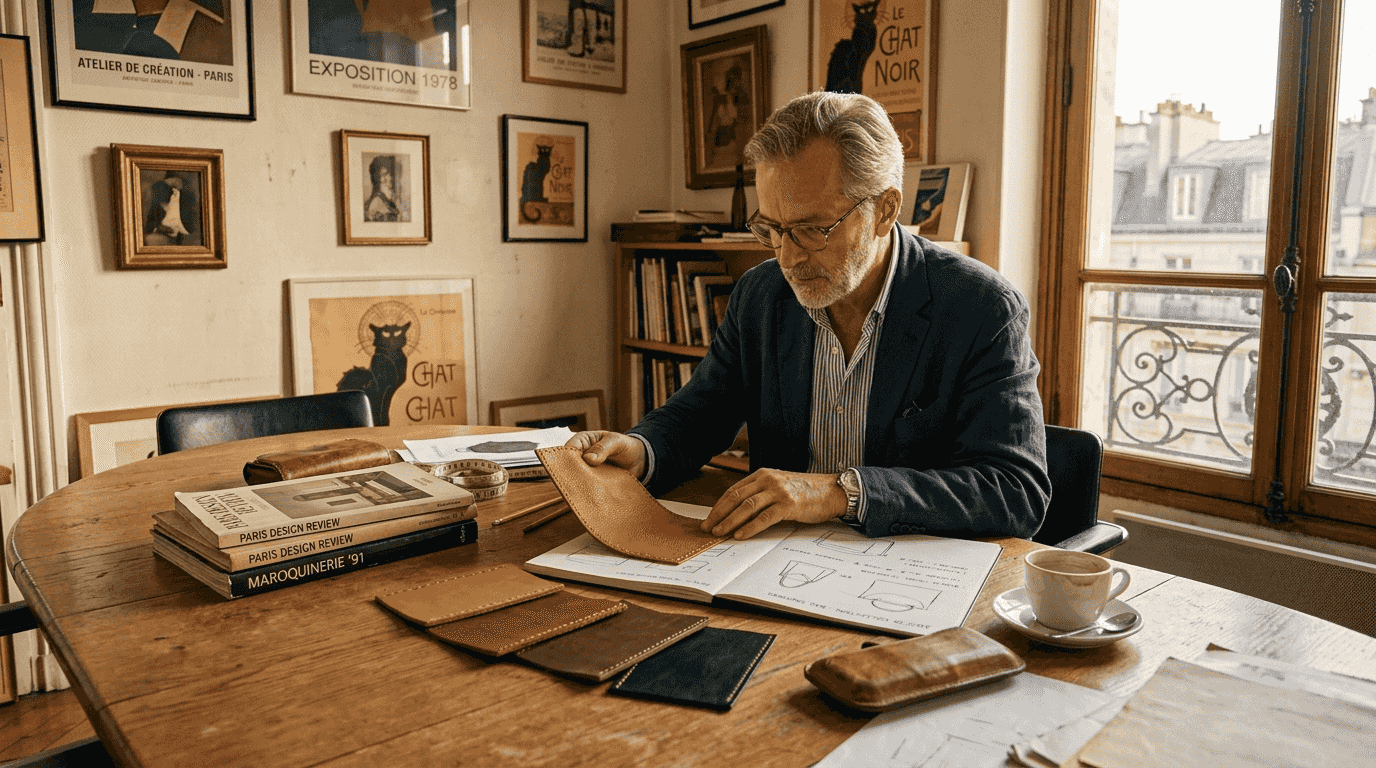 Designer reviewing heritage and innovation samples