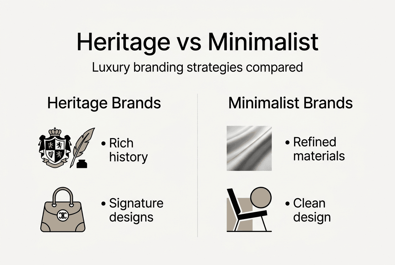 Infographic contrasting heritage and minimalist branding