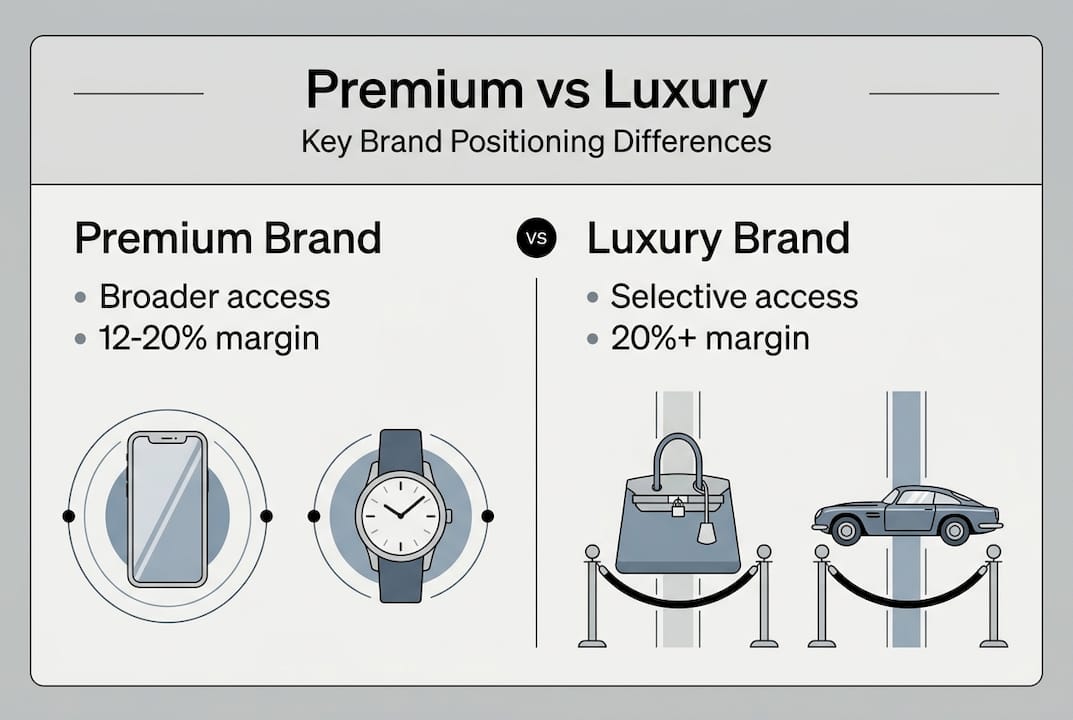 Infographic comparing premium and luxury brand traits