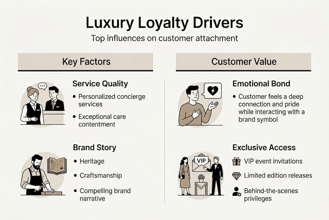 Infographic with luxury loyalty key factors overview