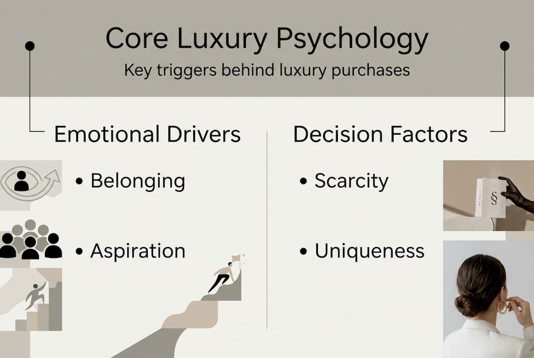 Infographic on psychological triggers in luxury fashion