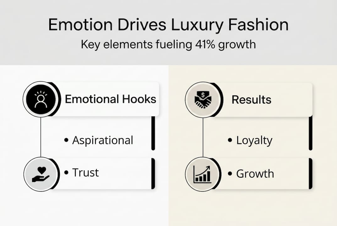 Infographic showing emotion-driven luxury fashion growth