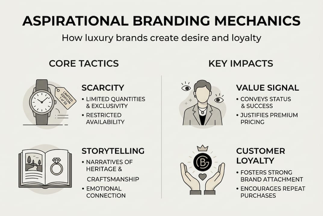 Infographic mechanics of luxury aspirational branding