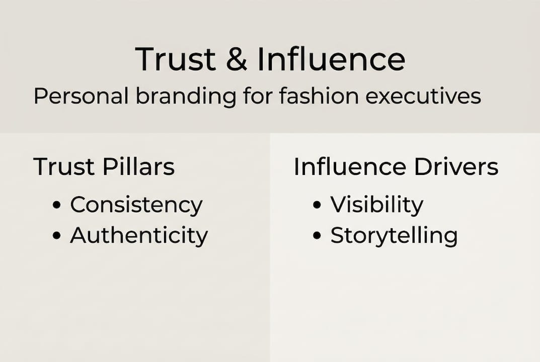 Infographic showing branding trust and influence pillars