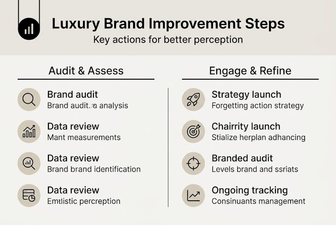 Essential steps to improve luxury brand perception & engagement Infographic showing luxury brand improvement steps