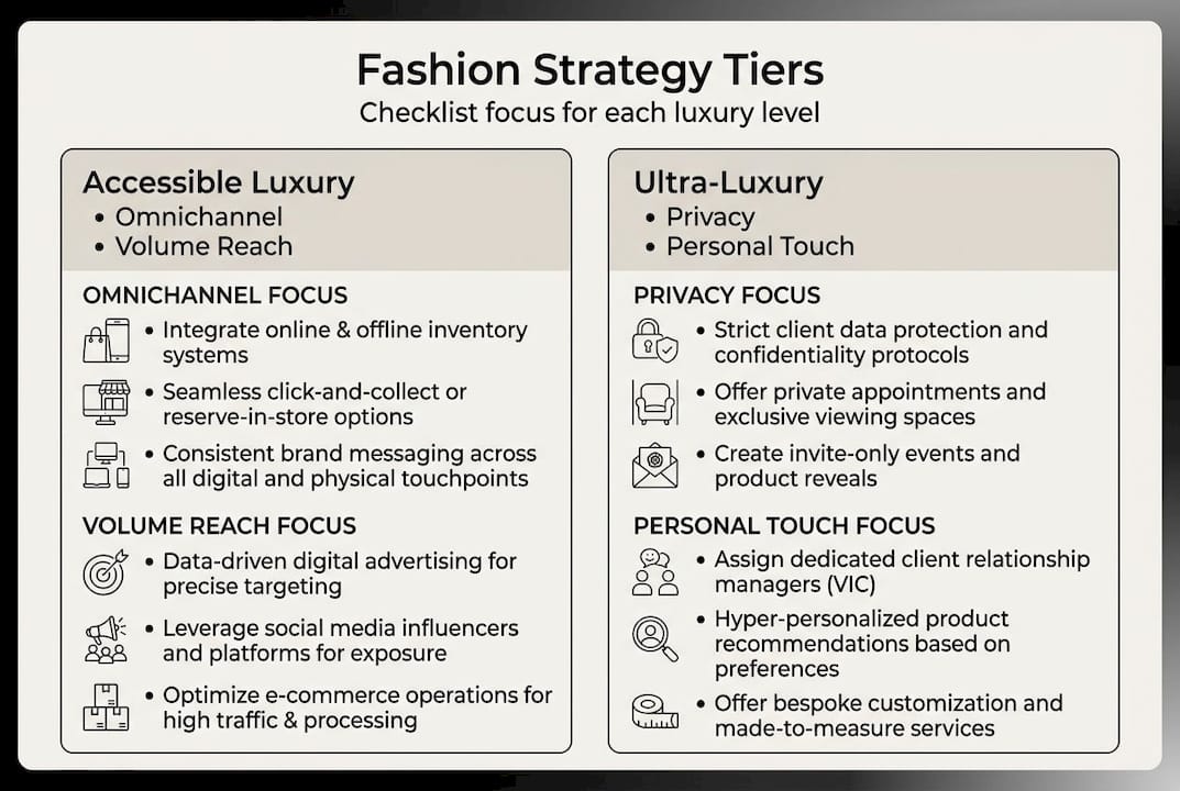 Infographic of checklist for luxury brand tiers