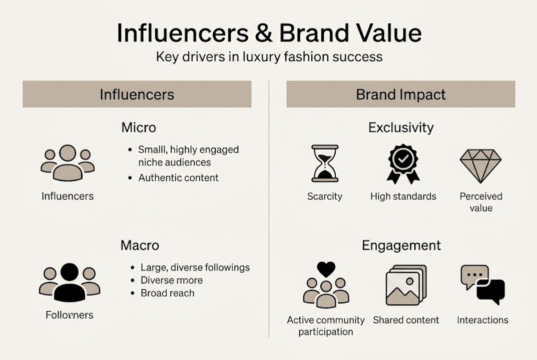 Infographic linking influencers and luxury brand value