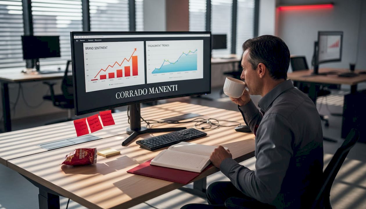 Brand analyst checking real-time online dashboard