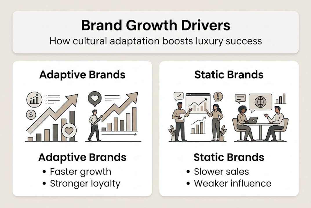 Infographic luxury growth cultural adaptation comparison