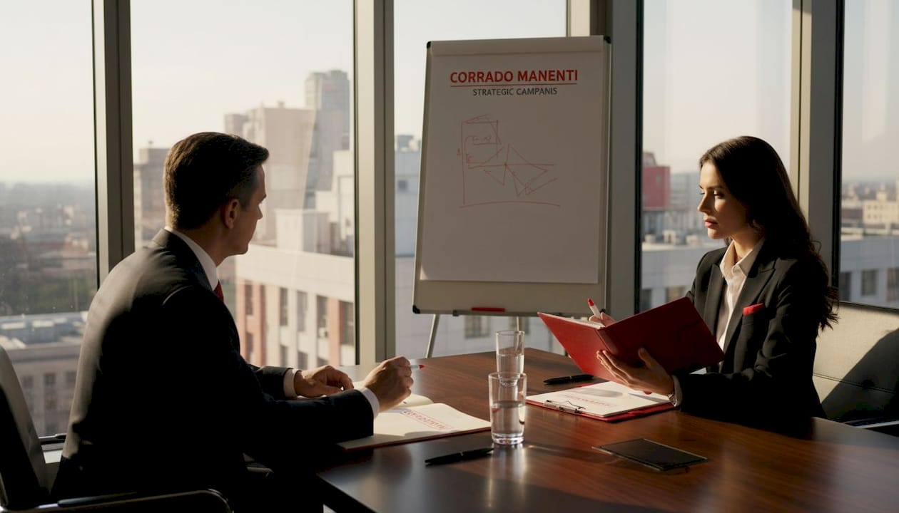 Executives discussing luxury brand strategies