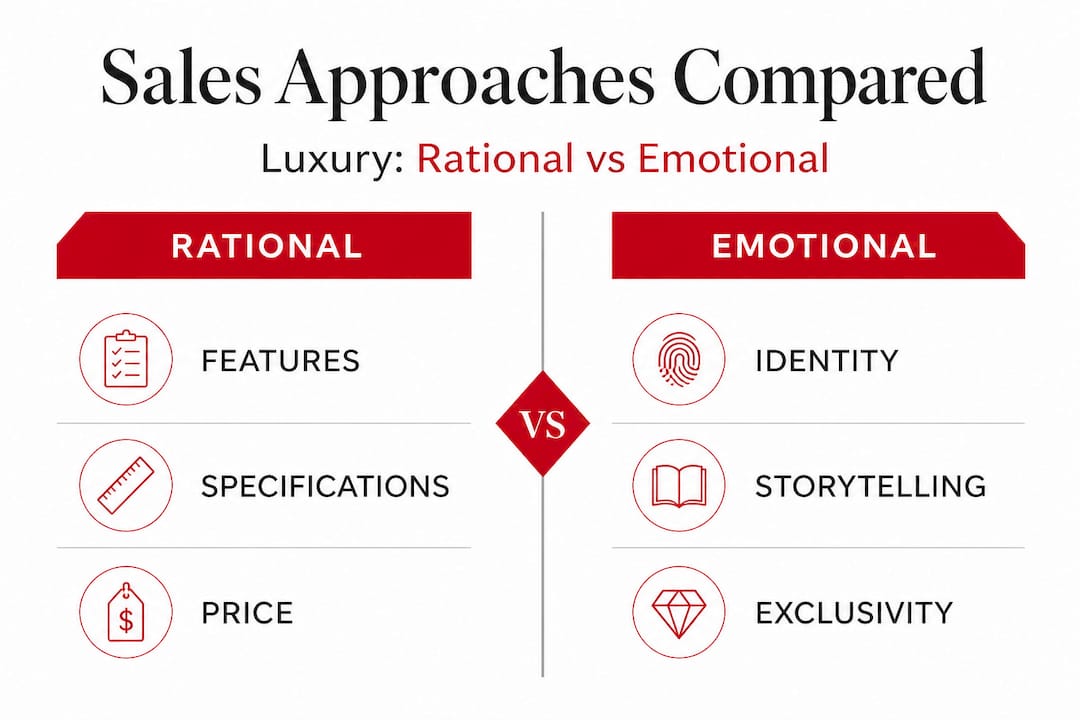 Infographic comparing rational and emotional sales