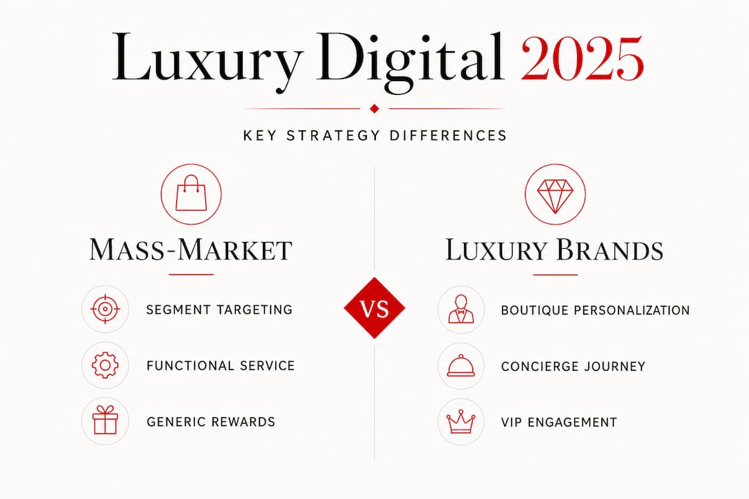 Infographic comparing luxury vs mass-market digital strategy