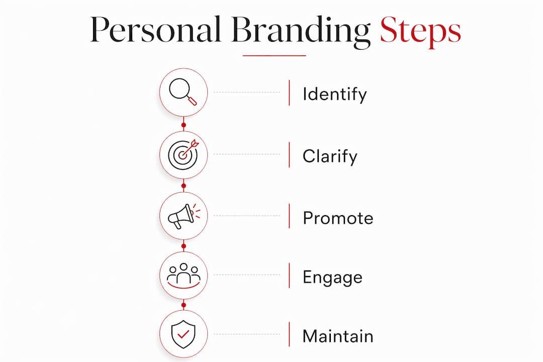 Infographic illustrating steps to build personal brand