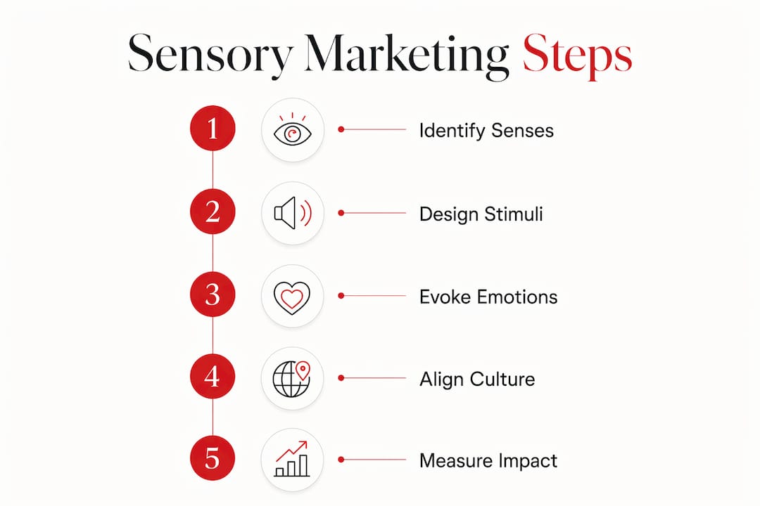 Infographic illustrating steps in sensory marketing strategy