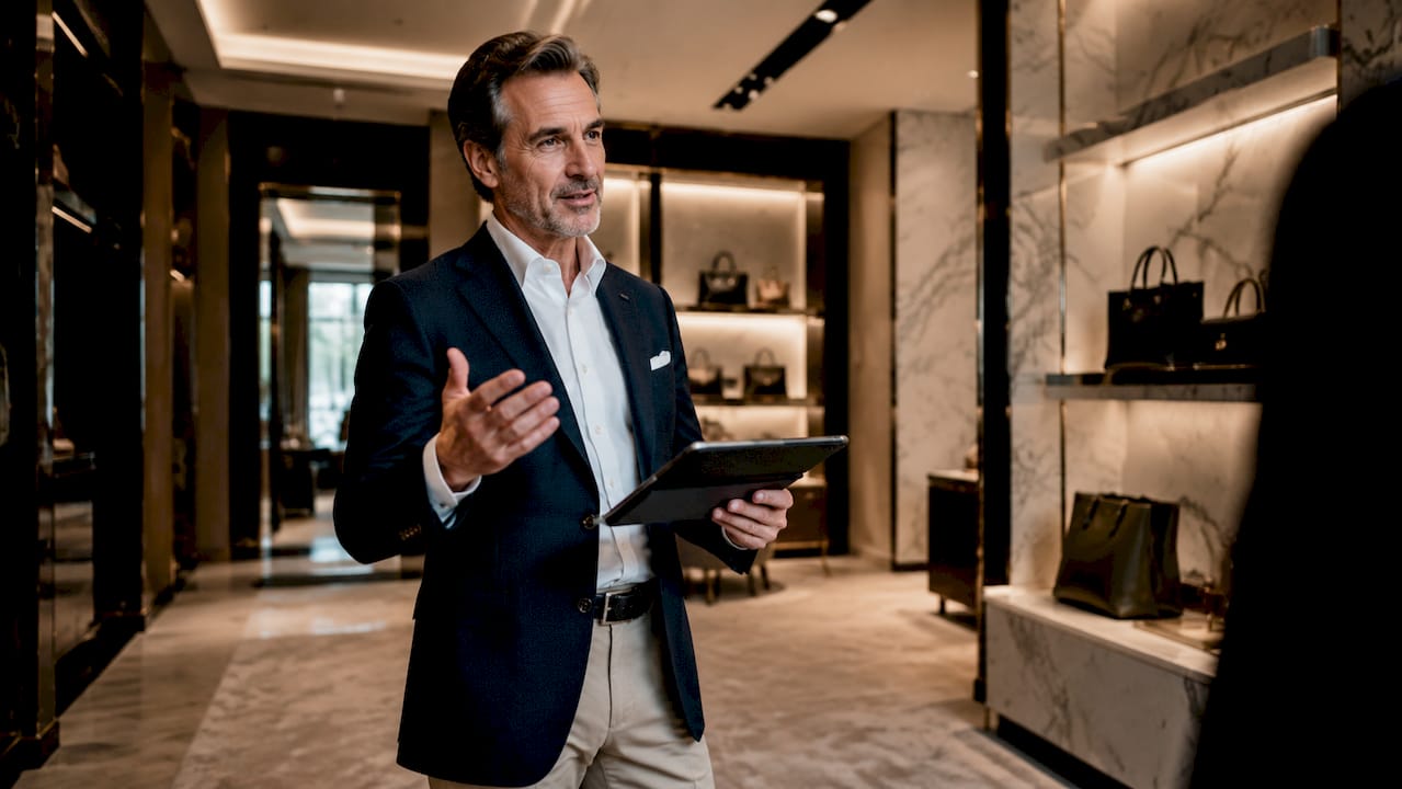 Why Brand Equity Is Crucial for Luxury Brands Retail executive analyzing customer preferences in boutique