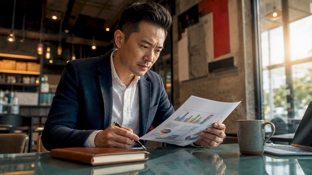 Advantages of People-Centric Marketing for Brand Growth Man reviewing customer retention data at desk