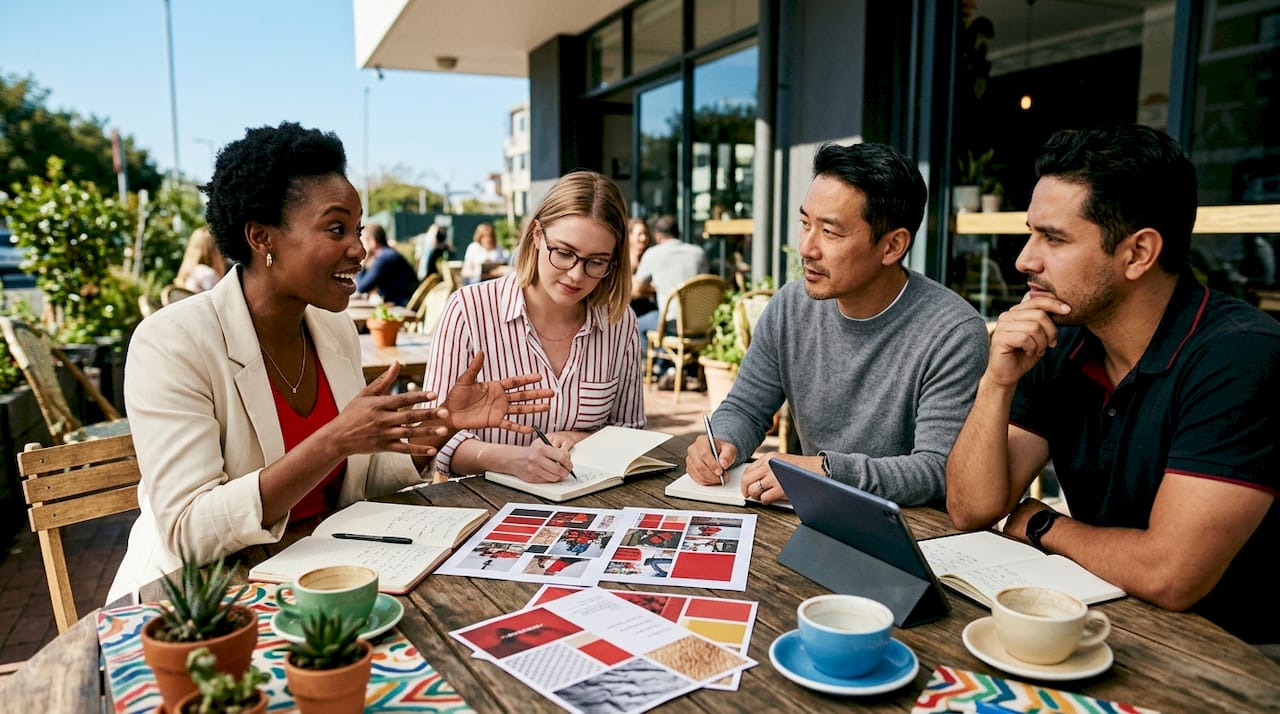 Why Brand Consistency Matters for Marketing Pros Marketing team collaborating on brand elements