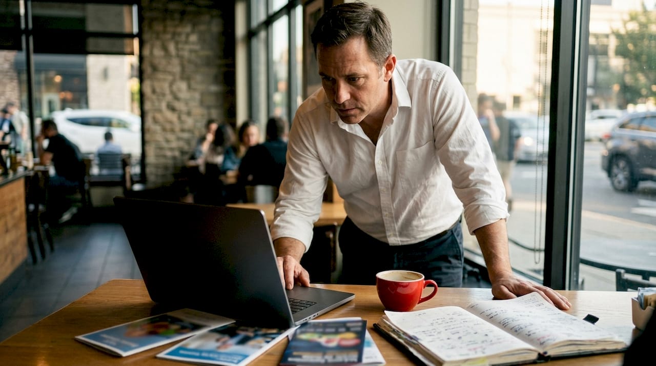 Brand manager reviewing experiential marketing ROI data