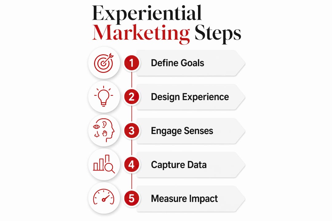 What Is Experiential Marketing? A Strategic Guide Infographic illustrating key experiential marketing steps