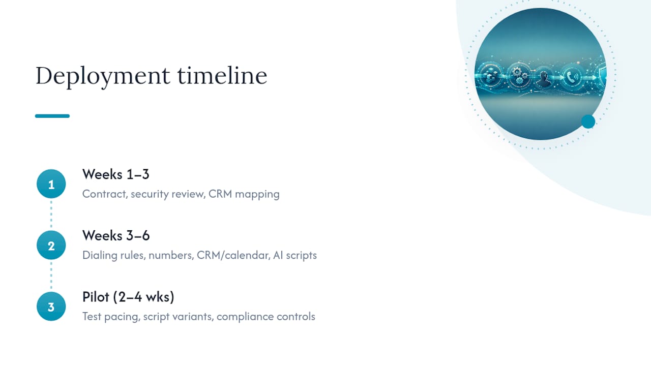 Six to twelve week deployment timeline