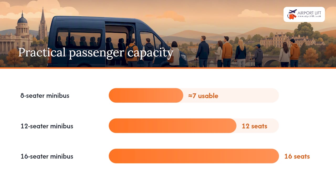 Comparison of minibus sizes and luggage capacity