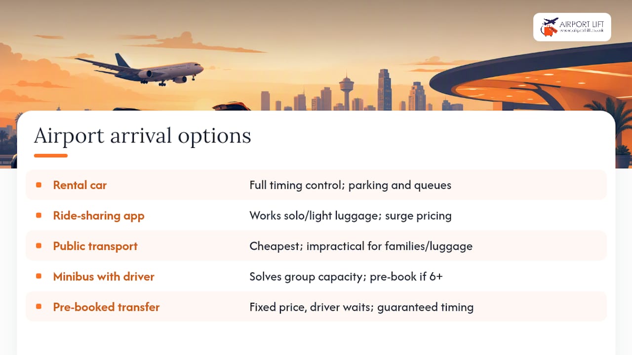 Comparison of airport transfer alternatives