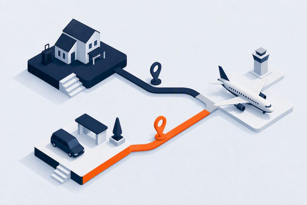 Abstract airport pickup booking routes
